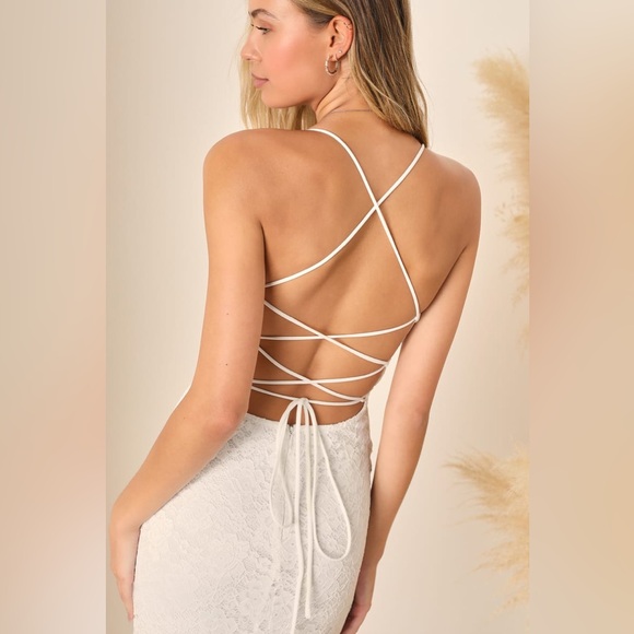 Lulus-Perfectly Beloved White Lace Sleeveless Lace-Up Maxi Dress (Small) - Picture 5 of 7